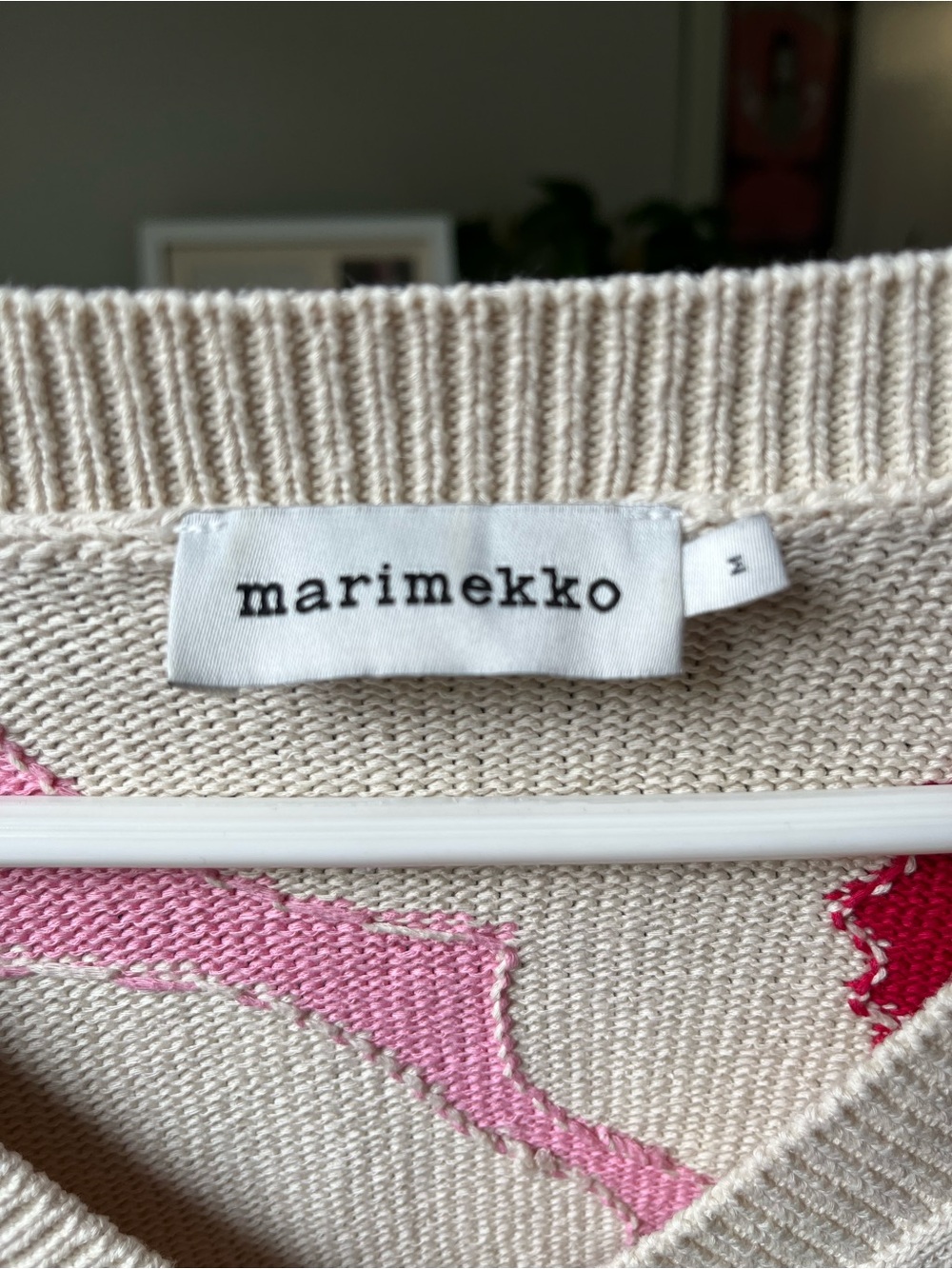 Marimekko Cream, Pink & Red V-Neck Sweater - Picture 4 of 4